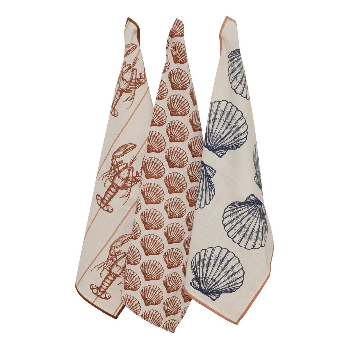 Set di 3 strofinacci da cucina "Oceania" Multicolore 2, 180 g/m2, 70x45 cm Multicolore 2