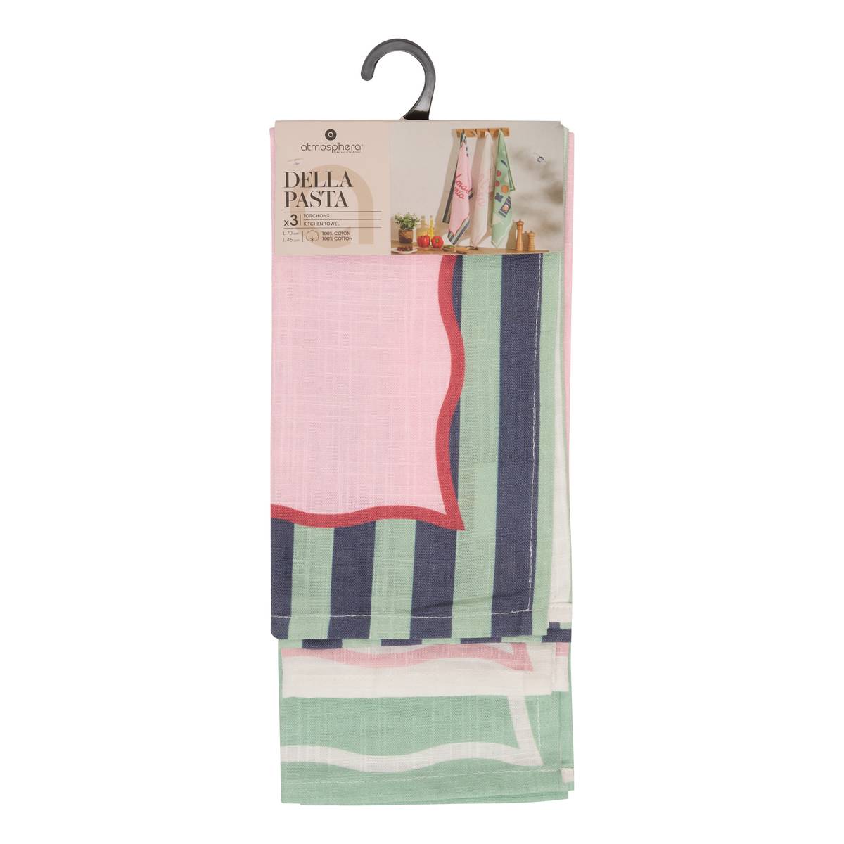 Set di 3 strofinacci "Della pasta" Multicolore, 180 g/m&sup2;, 70x45 cm Multicolore