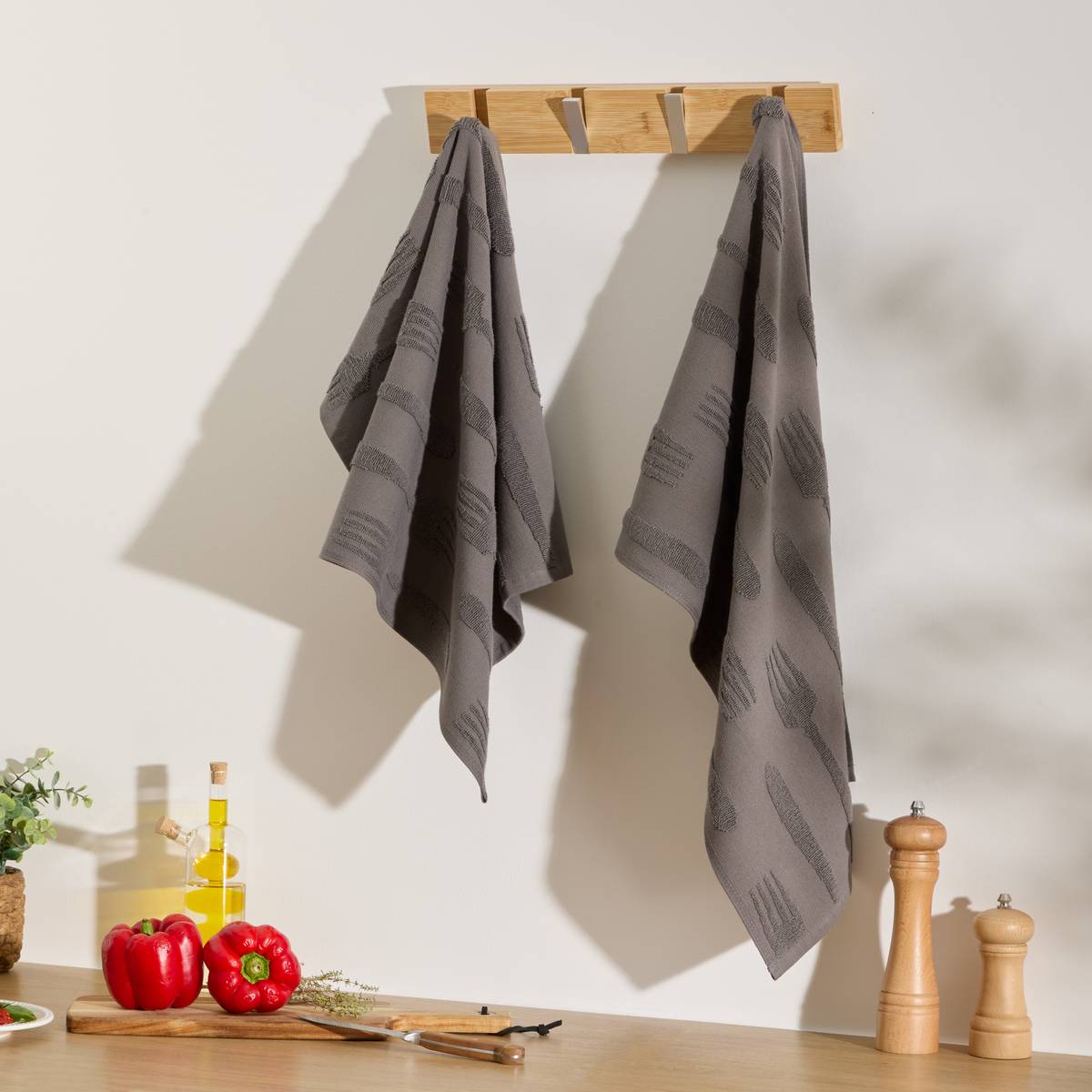 Set di 2 strofinacci "Terry" Grigio, 400 g/m2, 70x45 cm Grigio
