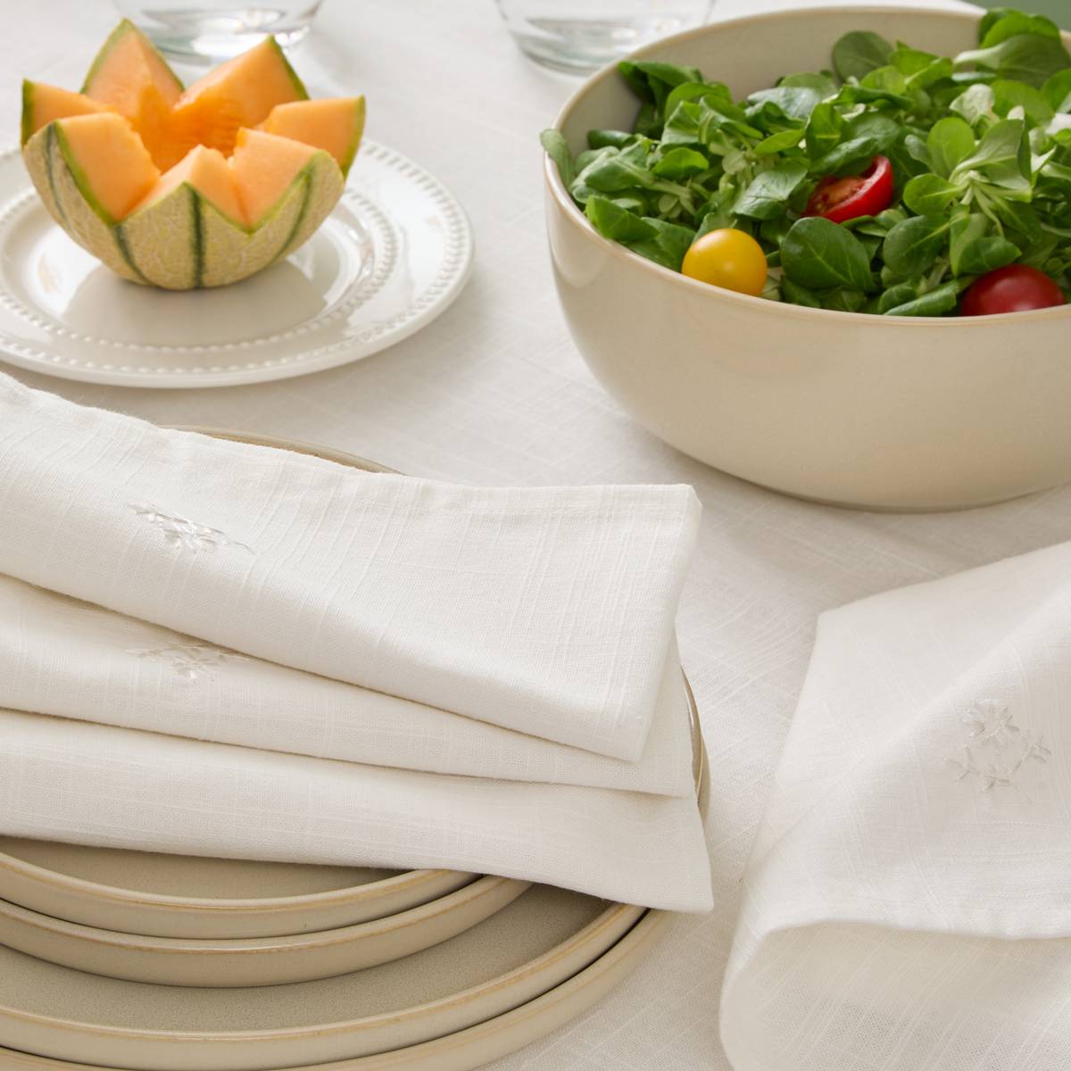 Set di 4 tovaglioli "Joy" Bianco, 180 g/m2, 40x40 cm Bianco