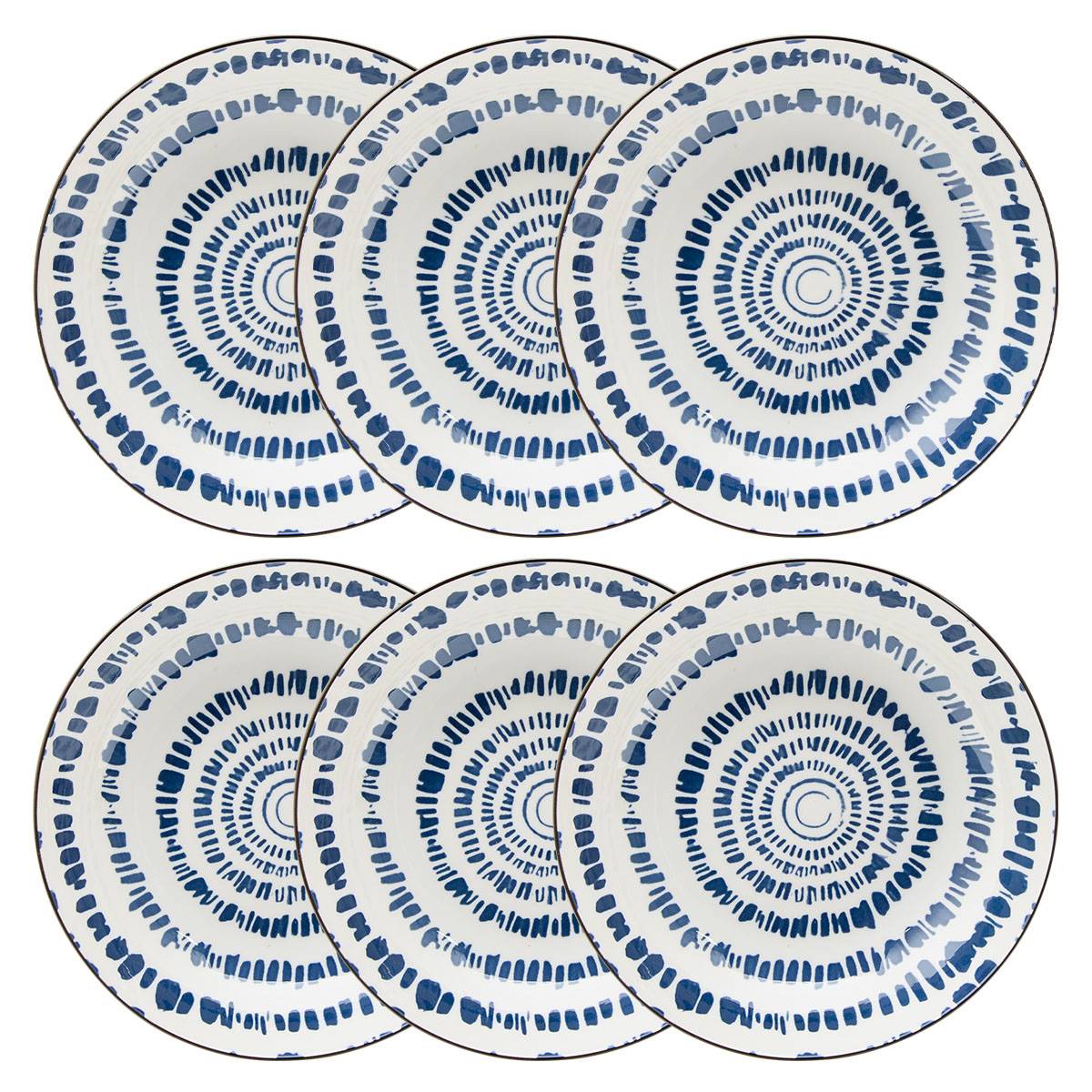 Set di 6 piatti fondi "Umami" Porcellana, D.20 cm, Blu Blu 3