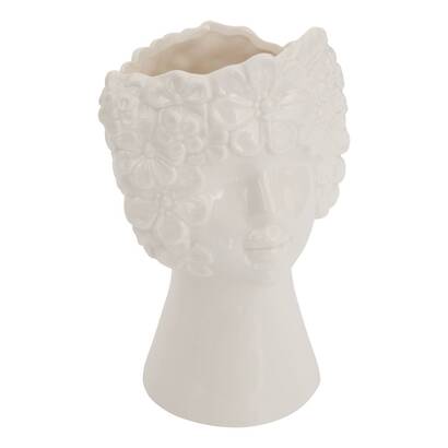 Vaso "fiore di rosa" bianco, h.21 cm