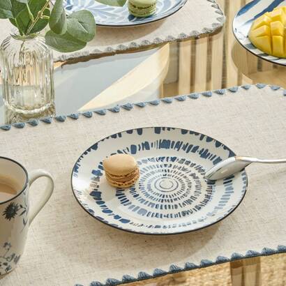 Set di 6 piatti da dessert "umami" porcellana, d.19,4 cm, blu