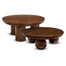 Set di 2 tavolini "Abekas" e "Stambh" Legno di mango, D.90 cm, Marrone Marrone