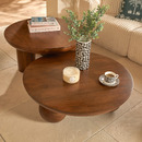 Set di 2 tavolini "Abekas" e "Stambh" Legno di mango, D.90 cm, Marrone Marrone
