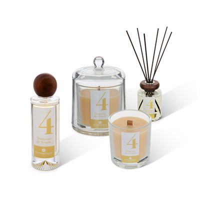 Cofanetto profumato "numia" neroli, 2 candele 180/240g, 1 diffusore 180 ml, 1 spray 100 ml