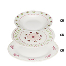 Servizio da tavola "Fleur de rose" Porcellana, 18 pezzi, Multicolore Multicolore