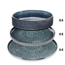 Servizio da tavola "Eva" Ceramica, 12 pezzi, Blu Blu