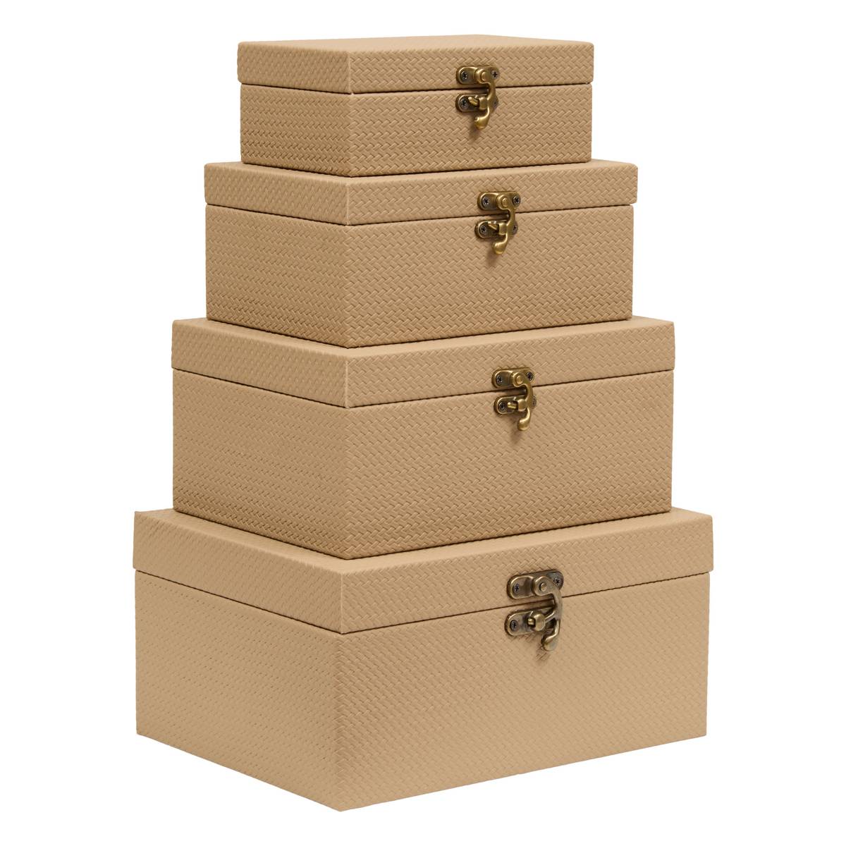 Set di 4 scatole portaoggetti rettangolari "Bonie" Tortora, L.16/19/22/25 cm Topo