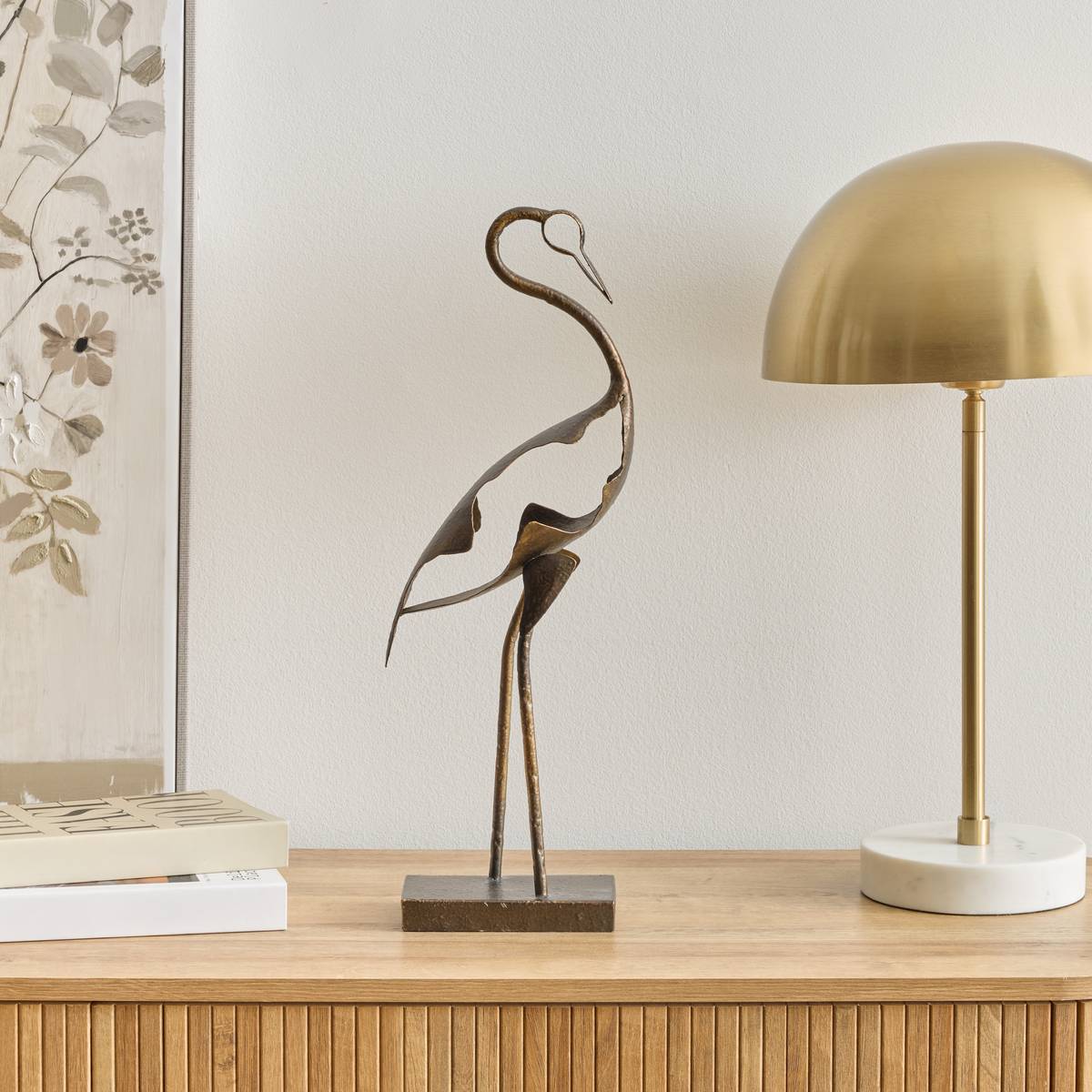 Statuette héron "Shilo" Marrone, H.47 cm Marrone