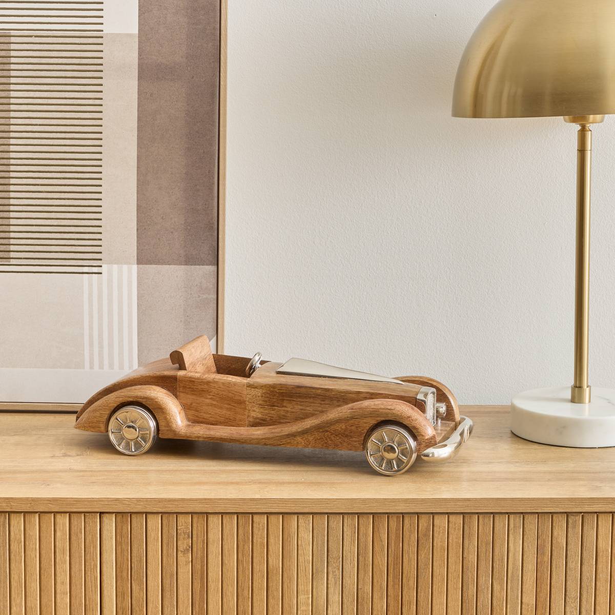 Voiture décorative "Johan" Manguier / Aluminium, H.11 cm Marrone