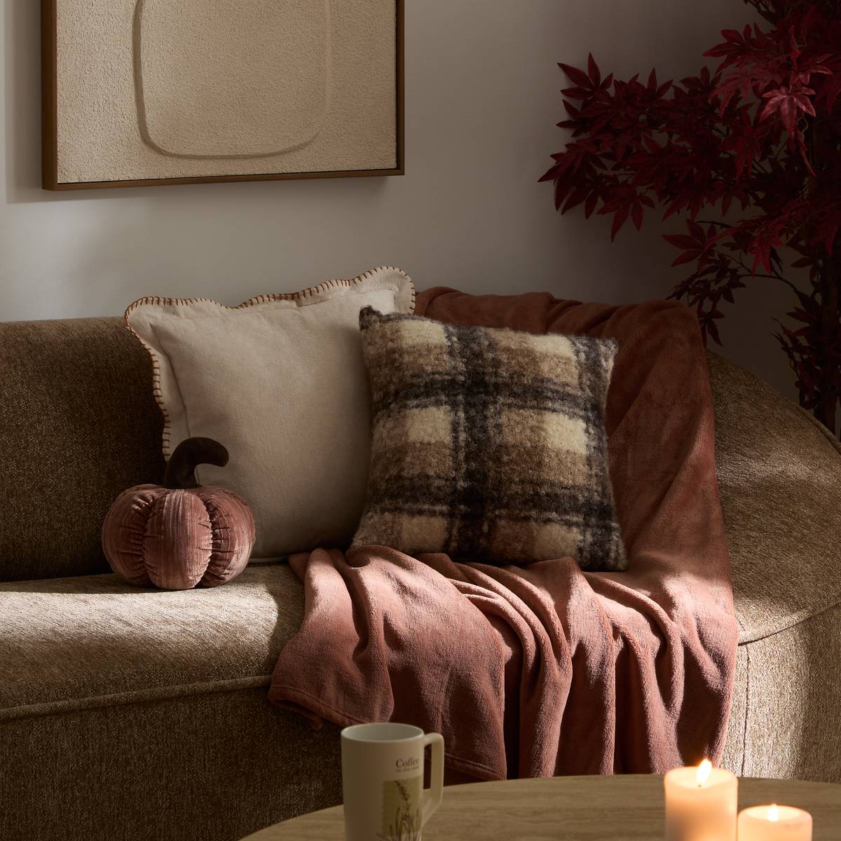 Plaid "Kiesa" Rosa antico, 180x130 cm Rosa terra