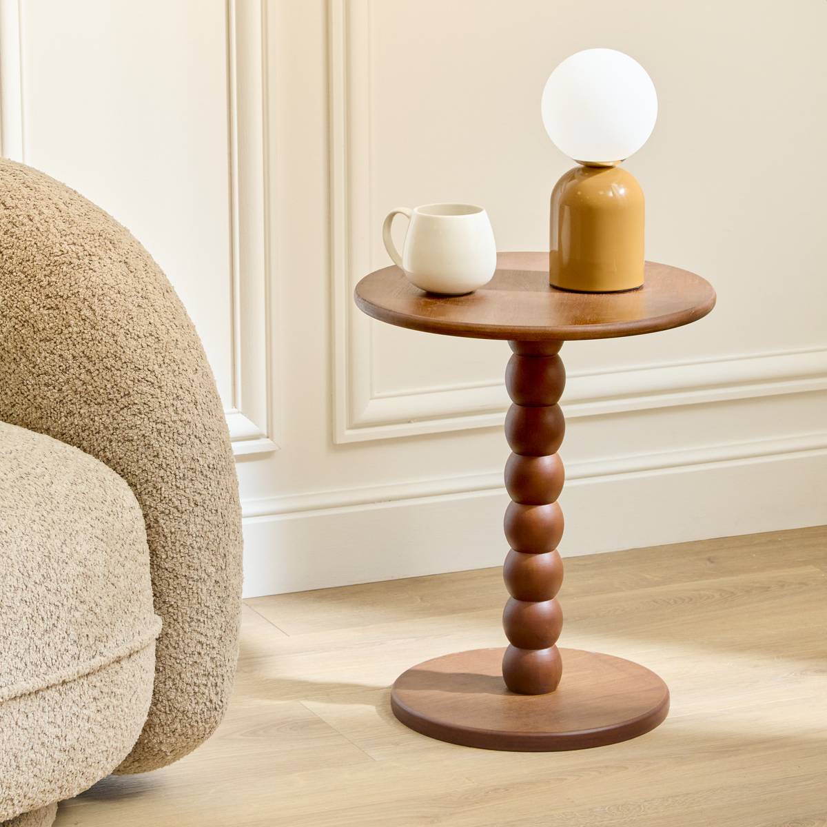 Tavolino "Chamlo" Pino, Marrone, &Oslash; 38 cm Marrone
