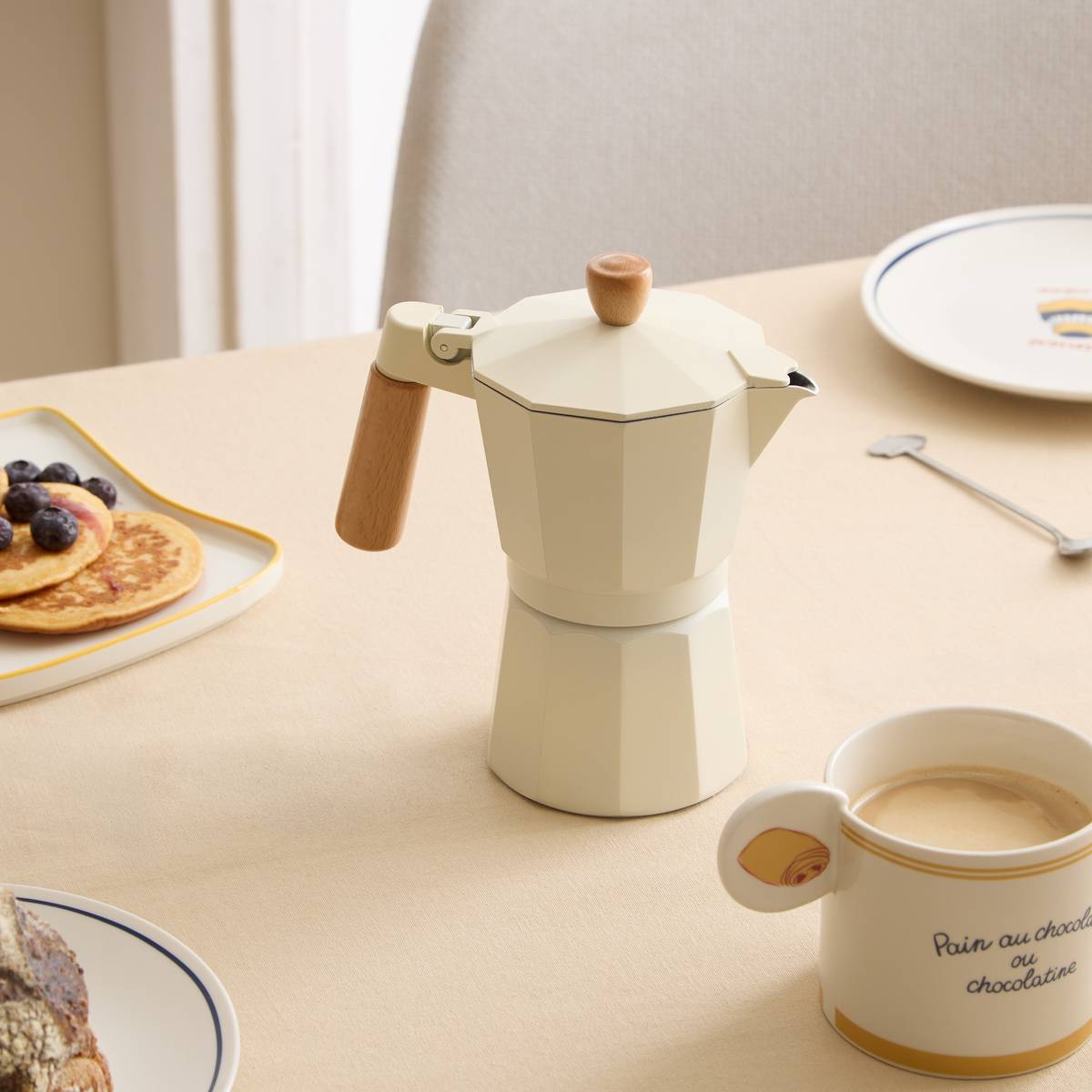 Caffettiera "Petit dej à la française" 300 ml, Alluminio, Beige Beige