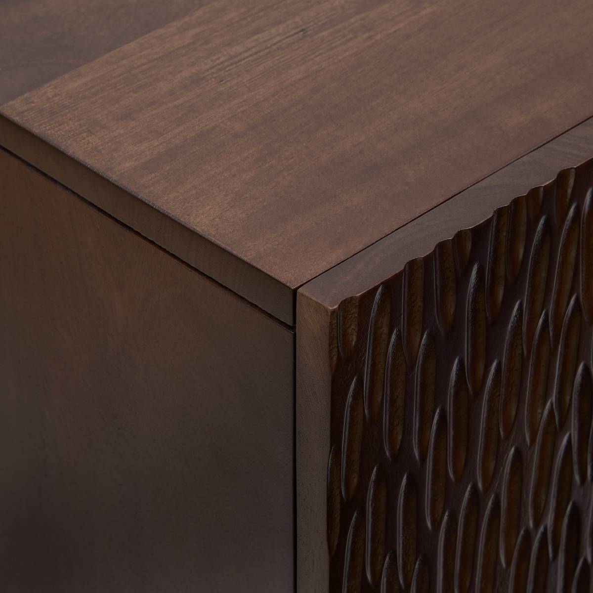 Credenza rettangolare con 3 ante e 1 ripiano "Nyero" Legno di mango, Marrone, 150x90 cm Marrone