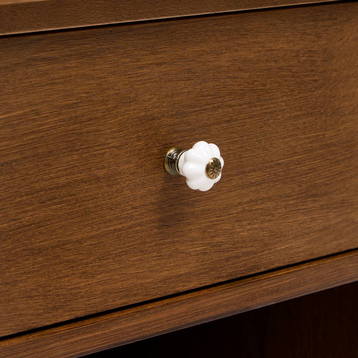 Comodino rettangolare 1 cassetto "Mona" Marrone, 44,5 x 40 cm Marrone