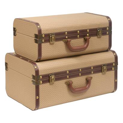 Set di 2 bauli rettangolari "bonie" beige, l.40/45,5 cm