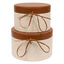 Set di 2 scatole rotonde portaoggetti "Whisky" Crema, Ø 24/28 cm Crema