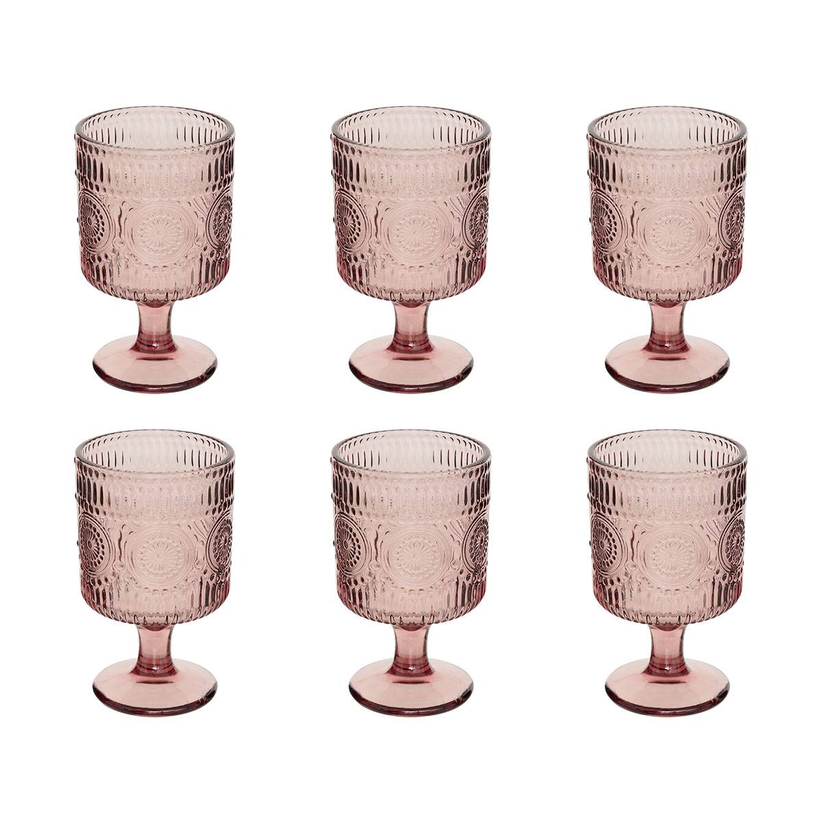 Set di 6 bicchieri da vino "Ina" 210 ml, Vetro, Rosa Rosa