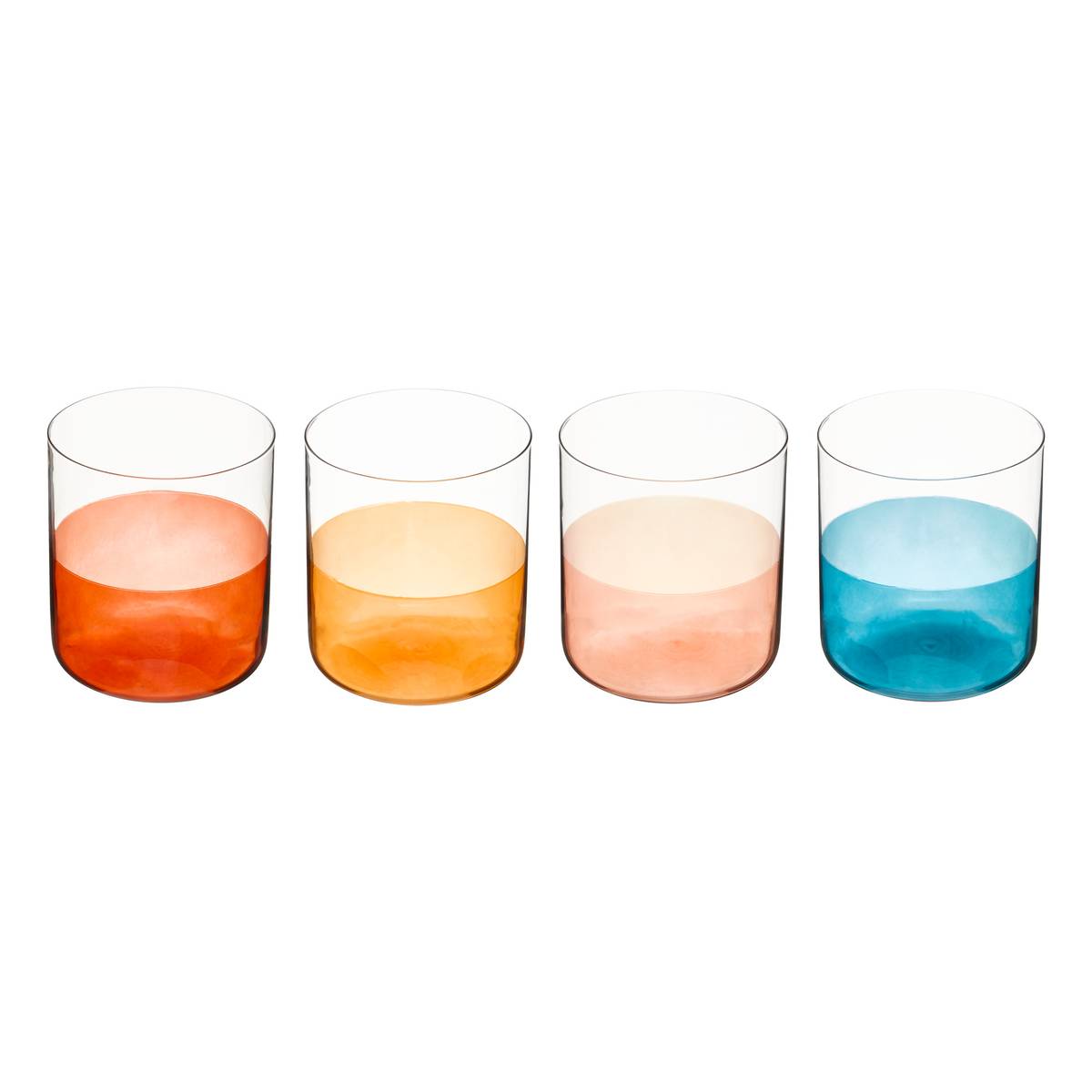 Set di 4 bicchieri bassi "Homy" 350 ml, Vetro borosilicato, Multicolore Multicolore