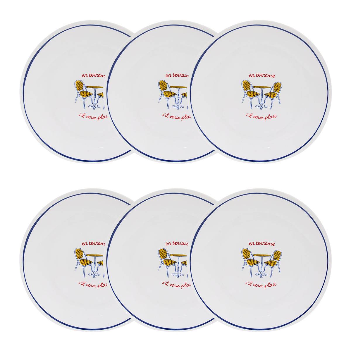 Set di 6 piatti da dessert "Fra" Porcellana, D.19 cm Modello A