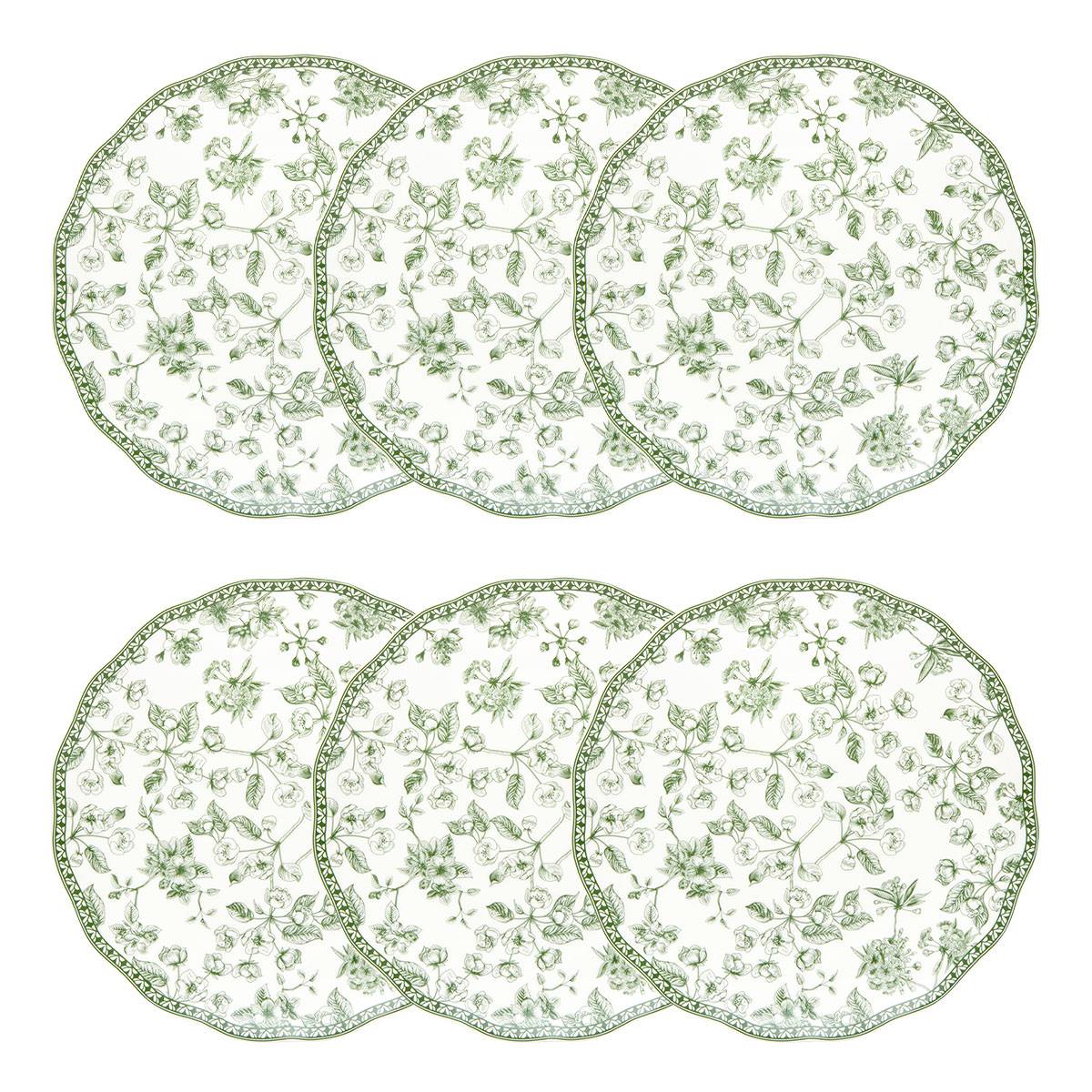 Set di 6 piatti da dessert "Lisiere" Porcellana, D.20,7 cm Verde
