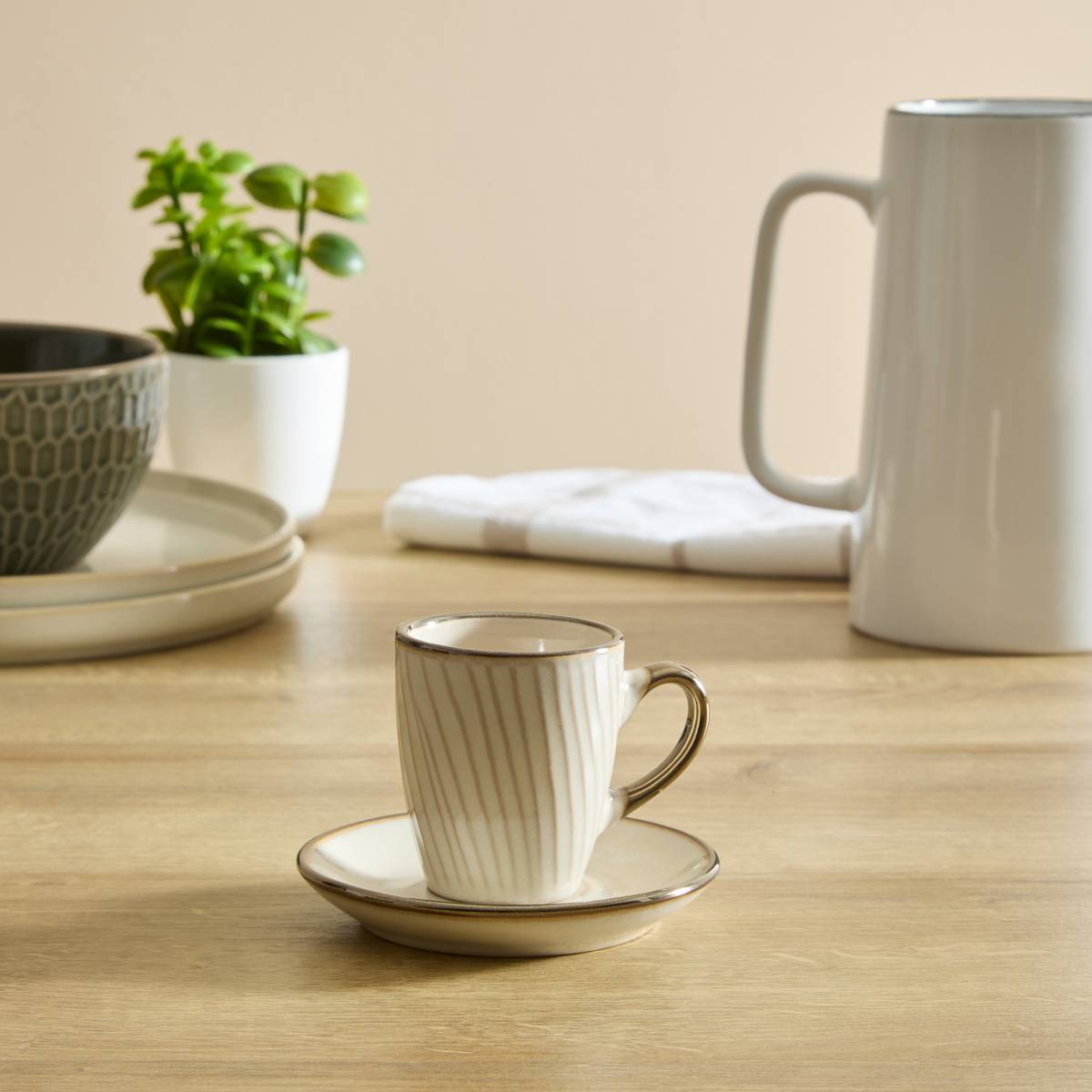 Set di tazze "Ella" 90 ml, terracotta, Bianco Bianco