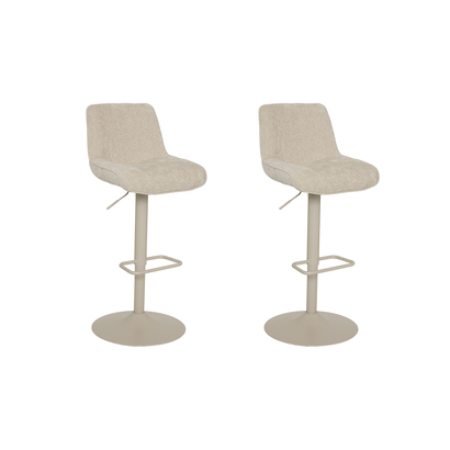 Set di 2 sgabelli da bar girevoli "cirea" acciaio, beige, h.105 cm