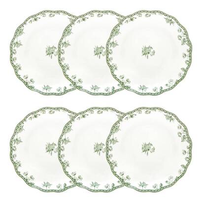 Set da 6 piatti fondi "lisiere" porcellana, d.22,5 cm