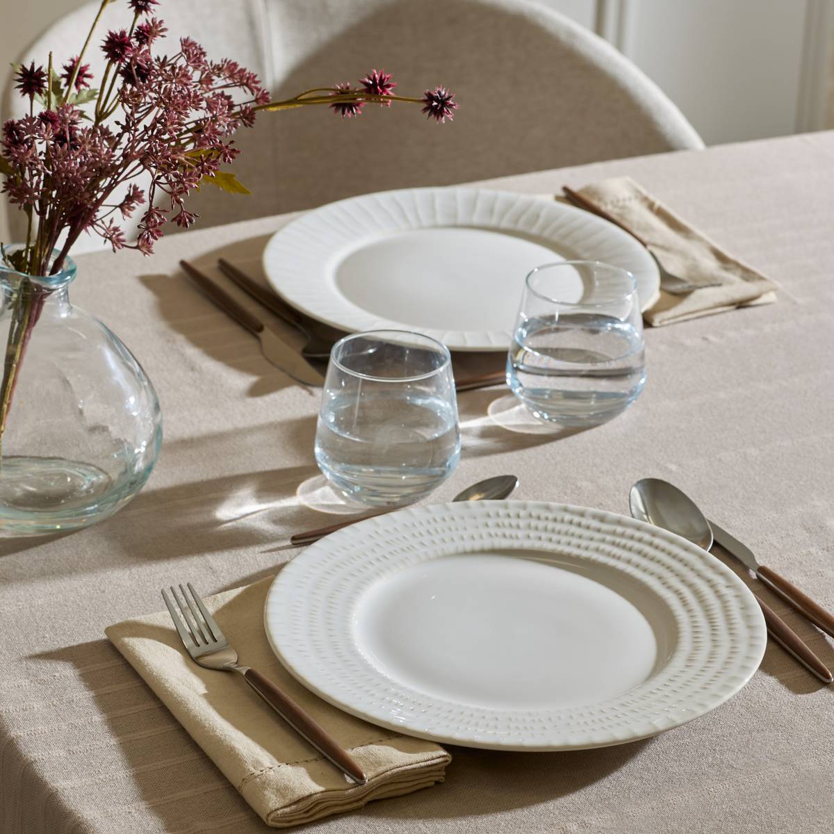 Set di 6 piatti piani "Camille" Gres, D.27,5 cm Bianco