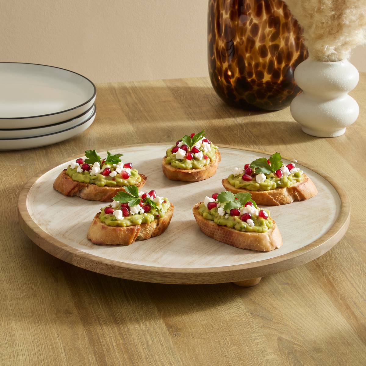 Piatto da presentazione "Ava" Legno di mango, Ø 40 cm Bianco