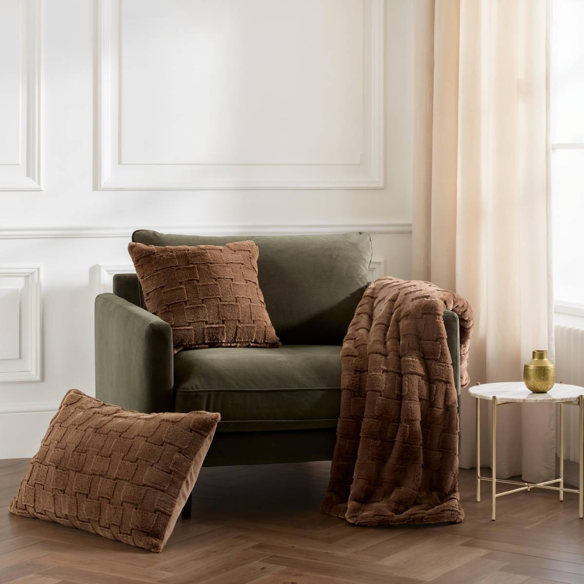 Plaid "Nalia" Marrone tonka, 160x120 cm Marrone tonka