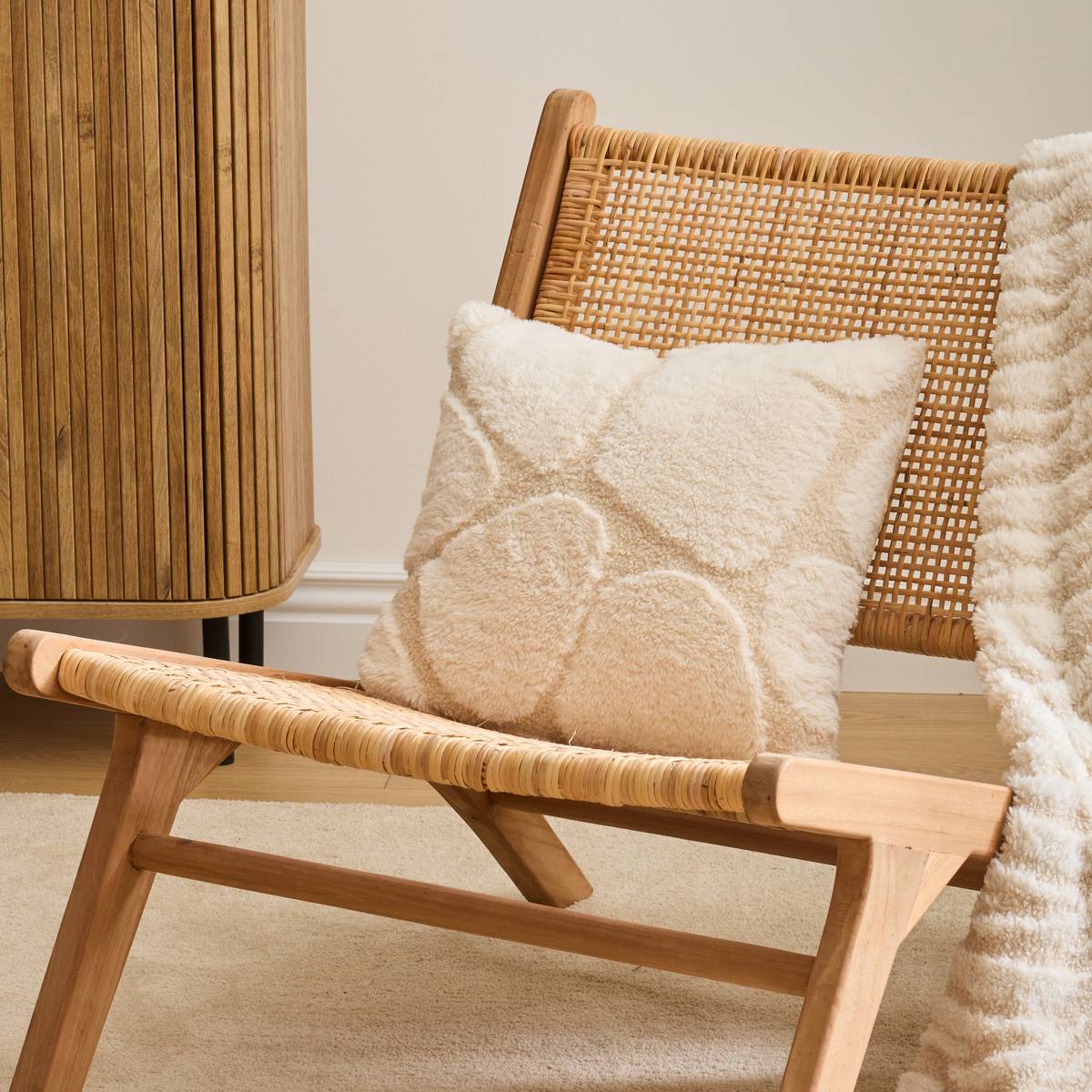 Cuscino "Boucly" Lino Beige, 40x40 cm Beige lino