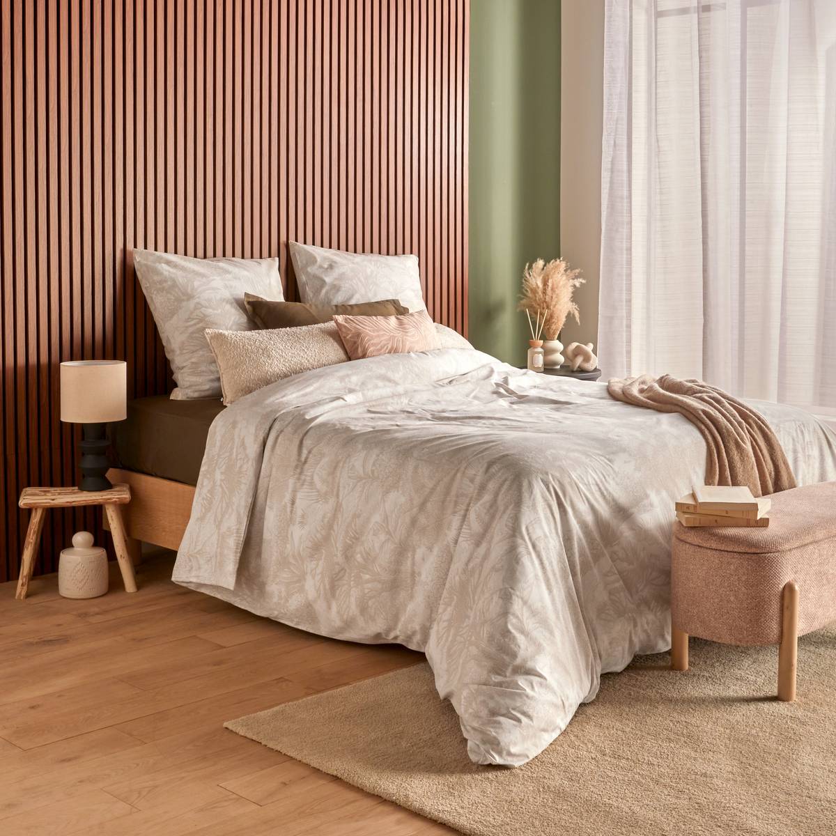 Completo letto "Jouy" Cotone, Beige lino, 240x220 cm Beige lino