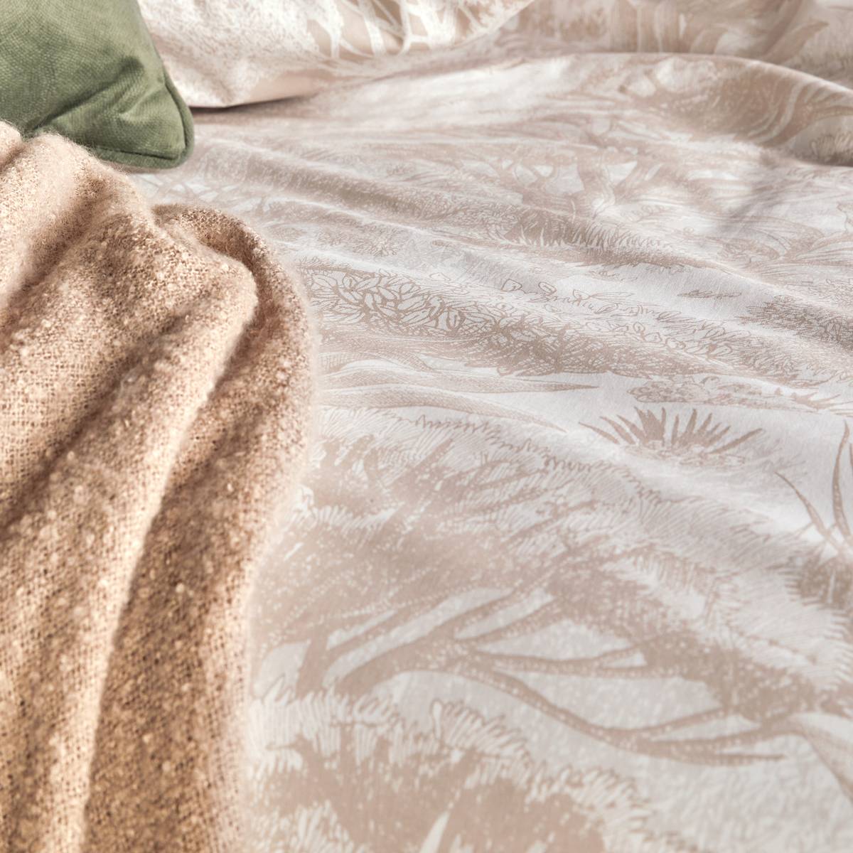 Completo letto "Jouy" Cotone, Beige lino, 240x220 cm Beige lino