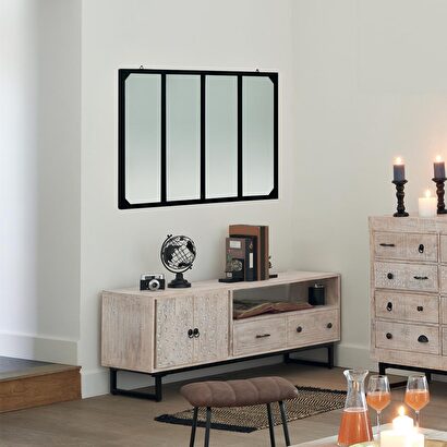 Specchio da officina "lola" nero, 116x76 cm