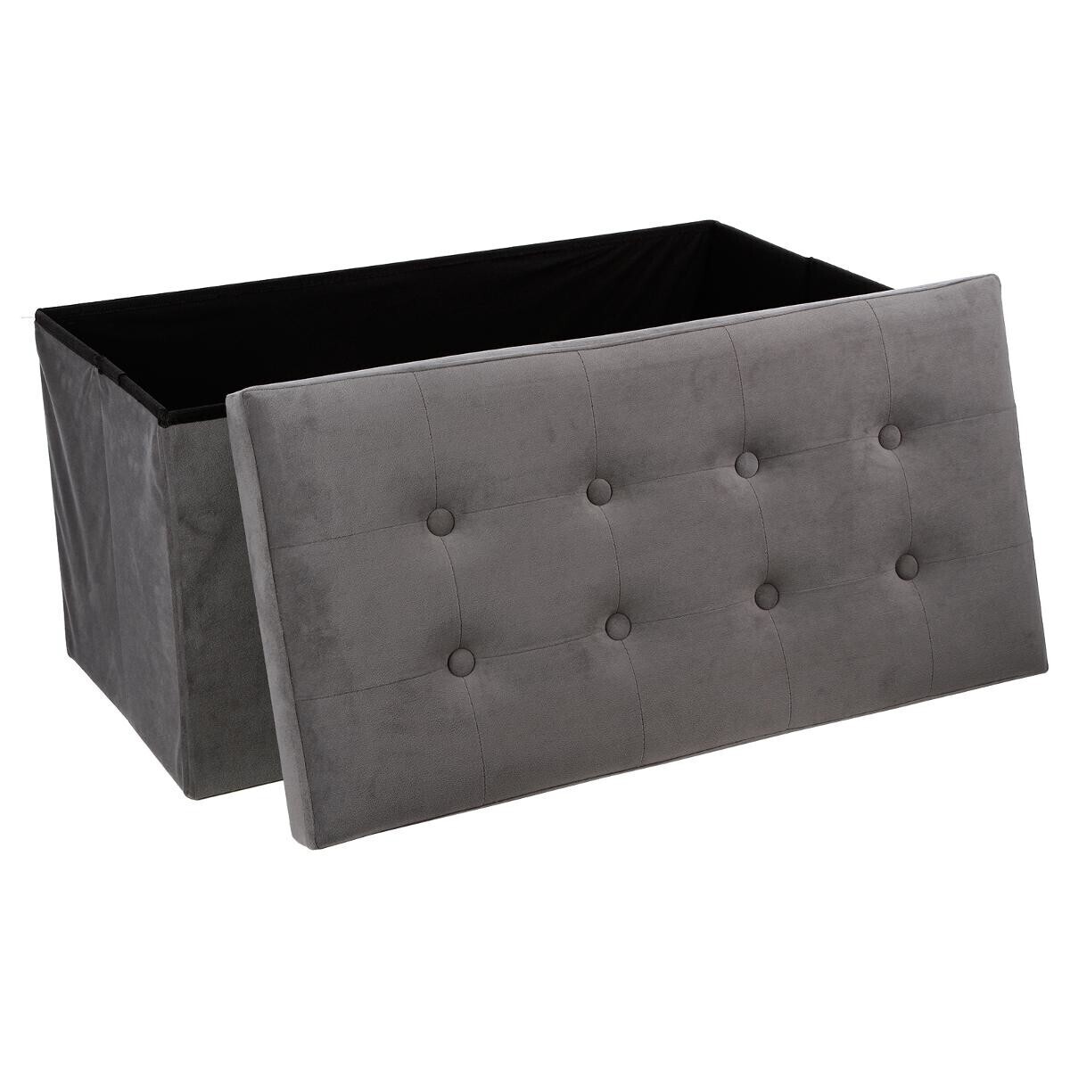 Pouf doppio pieghevole "Lysandre" Effetto velluto, Grigio ardesia, 76x38 cm Grigio ardesia