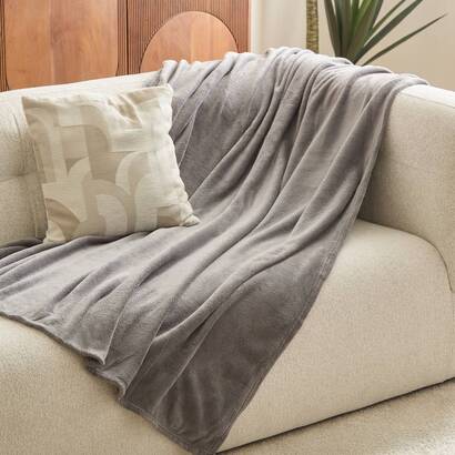 Plaid in microfibra grigio, 180x230 cm