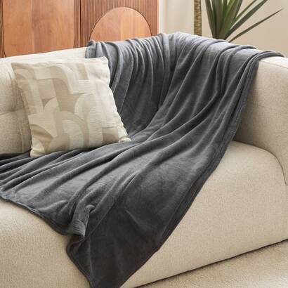 Plaid in microfibra grigio ardesia, 180x230 cm