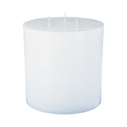 Candela rustica a 3 stoppini "olia" bianco, 1,9 kg