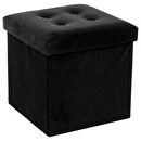 Pouf pieghevole "Lysandre" Velluto, Nero, 38x38 cm Nero