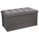 Pouf doppio pieghevole "Lysandre" Effetto velluto, Grigio ardesia, 76x38 cm Grigio ardesia