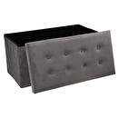 Pouf doppio pieghevole "Lysandre" Effetto velluto, Grigio ardesia, 76x38 cm Grigio ardesia