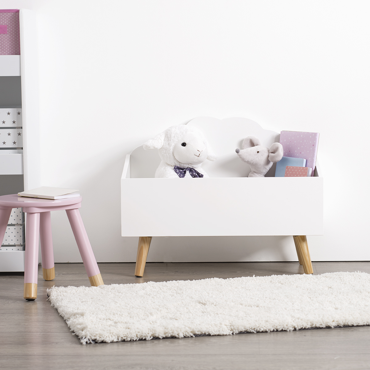 Baule per bambini "Nuvola" Bianco, 58x28 cm Bianco