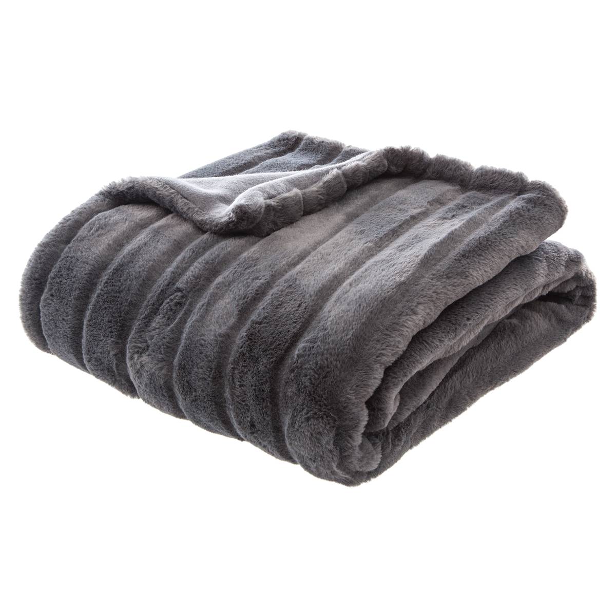 Plaid "Manoir" Pelliccia Sintetica Grigio ardesia, 120x160 cm Grigio ardesia