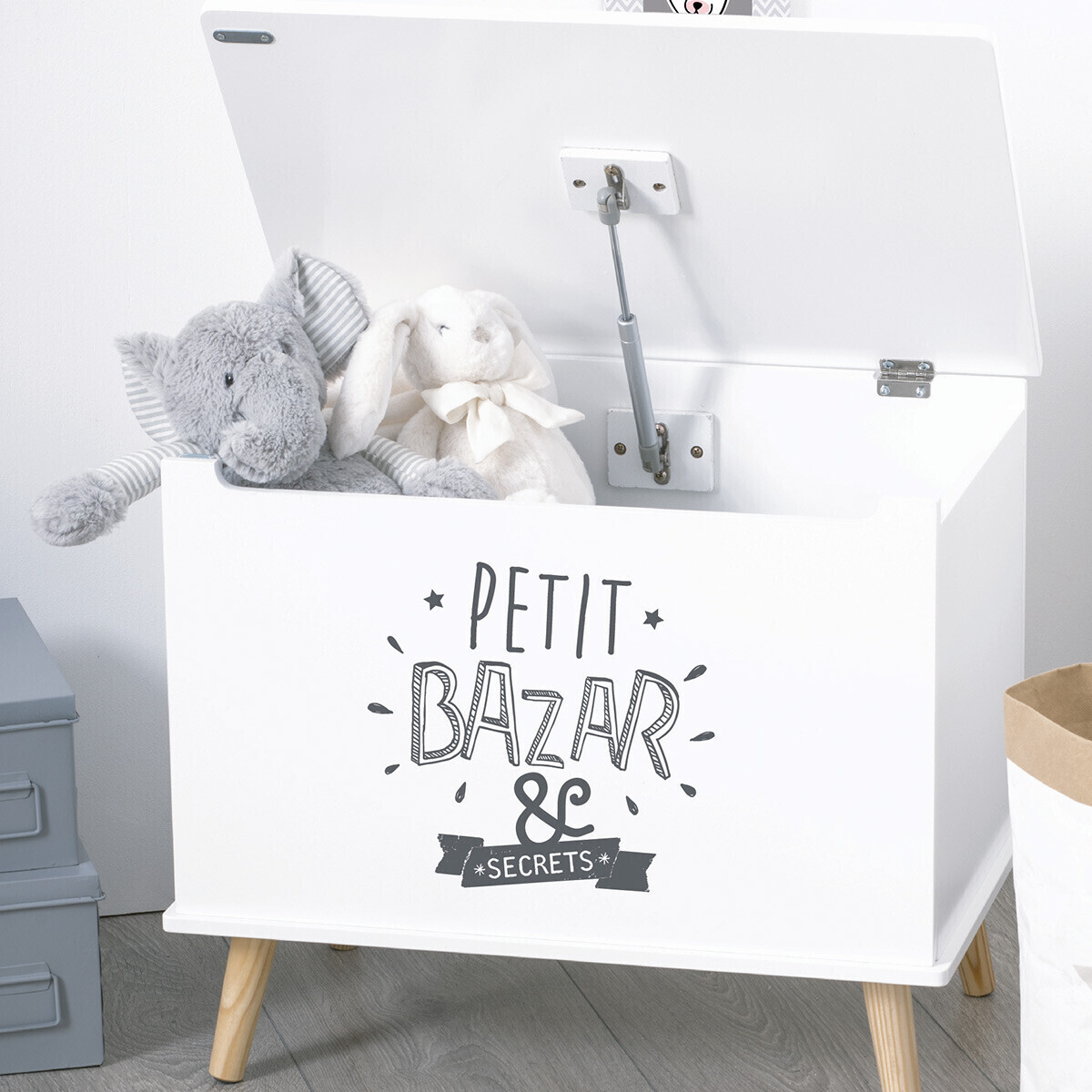 Baule per bambini in legno bianco Bianco, 58x38 cm Bianco
