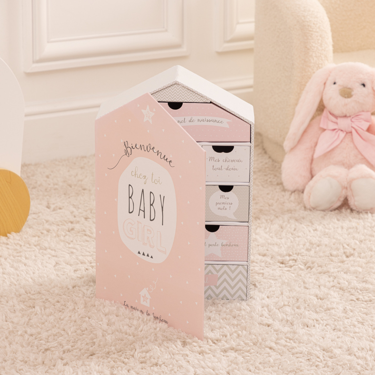 Set nascita "Casa" 21x31 cm Rosa