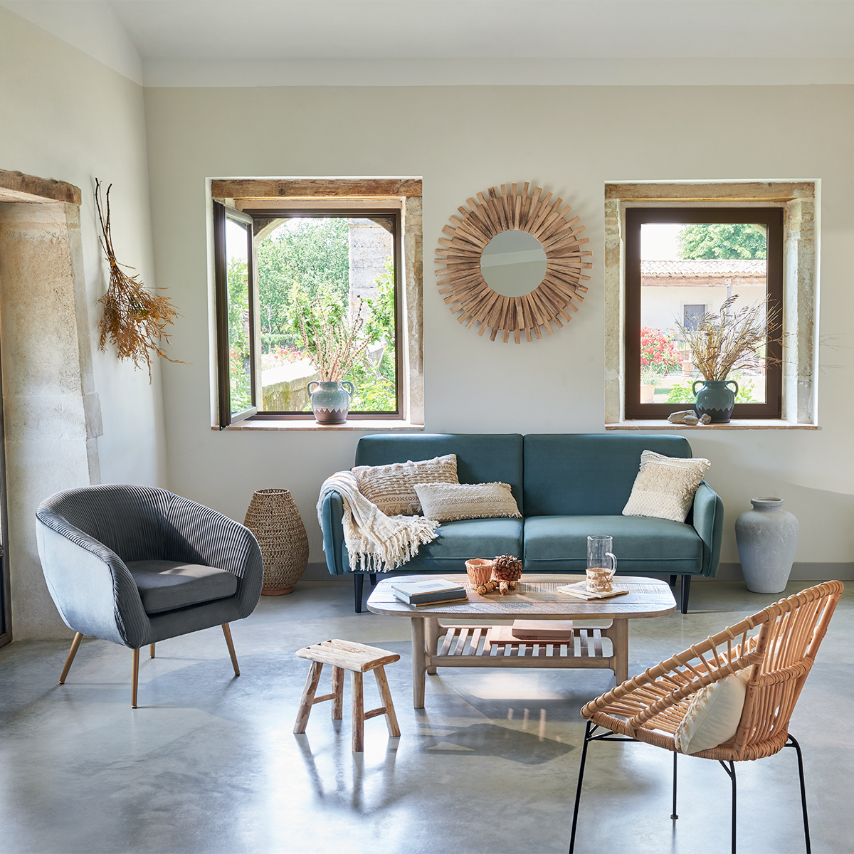 Poltrona "Keko" Rattan Legno naturale