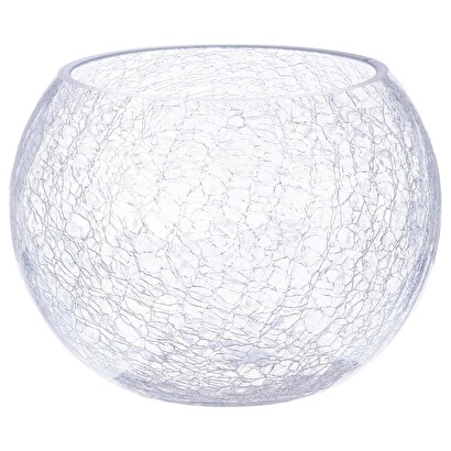 Vaso sferico, vetro incrinato h.15 cm