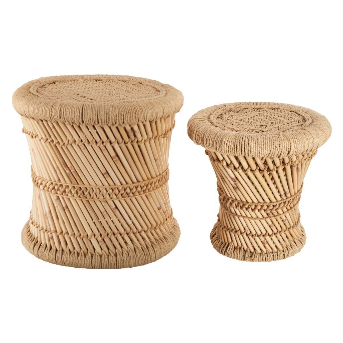Tavolini impilabili "Ilyan" Bambù, D.30/37 cm Beige